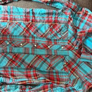 Cruel Girl Plaid Blouse in Red and Blue